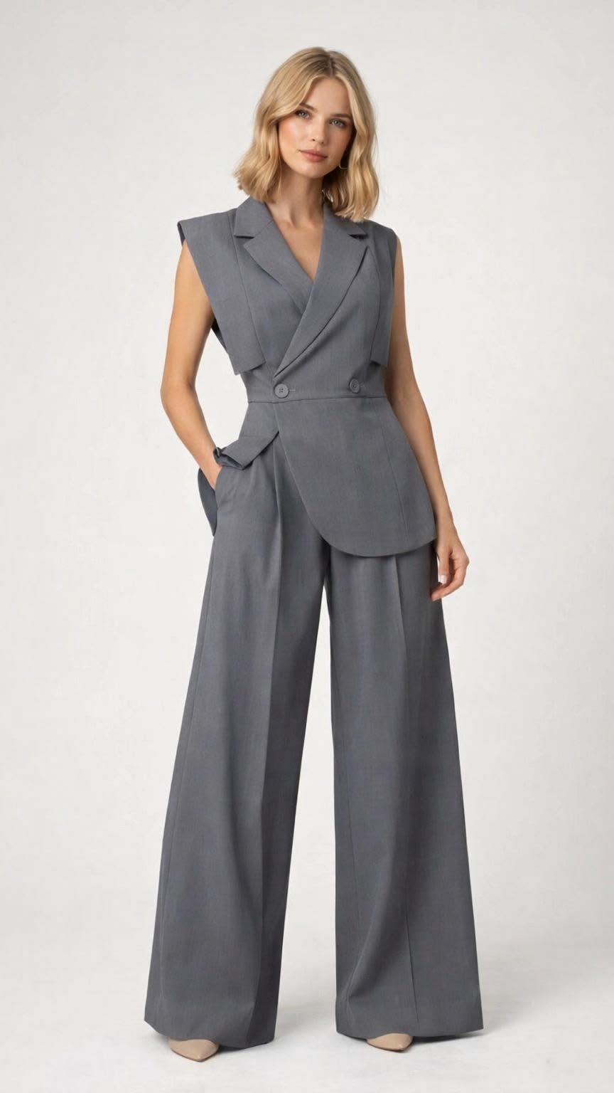 gilet et pantalon à jambes larges