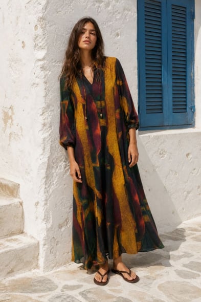 ROBE LONGUE IMPRIMÉE À LACETS